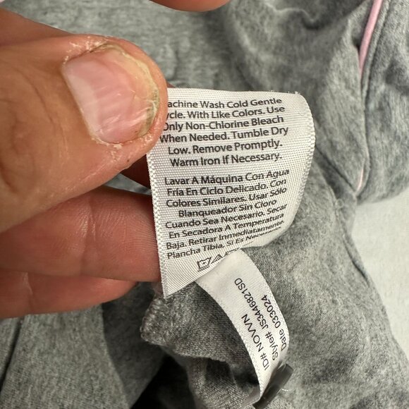 Joyspun Womens Gray Button Front Pajama Shirt XL Pink Trim Short Sleeve - Picture 5 of 5